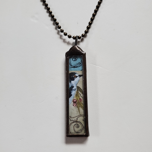 Jewelry - Bird Print Pendant in Brass